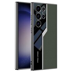 Per Samsung Galaxy S24 Ultra 5G GKK placcatura TPU + custodia per telefono in pelle Supercar a copertura totale (verde)