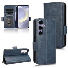 Custodia per telefono in pelle a triangolo simmetrico per Samsung Galaxy S24 5G (blu)
