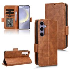 Custodia per telefono in pelle a triangolo simmetrico per Samsung Galaxy S24 5G (marrone)