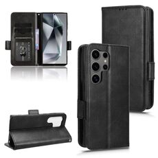 Custodia per telefono in pelle a triangolo simmetrico per Samsung Galaxy S24 Ultra 5G (nera)