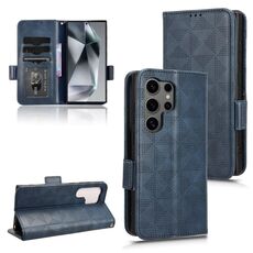 Custodia per telefono in pelle a triangolo simmetrico per Samsung Galaxy S24 Ultra 5G (blu)