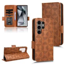 Custodia per telefono in pelle a triangolo simmetrico per Samsung Galaxy S24 Ultra 5G (marrone)