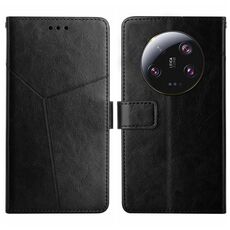 Per Xiaomi 14 Custodia per cellulare in pelle con motivo ultra a forma di Y (nera)