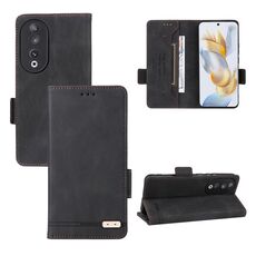 Custodia per cellulare in pelle con chiusura magnetica per Honor 90 (nera)
