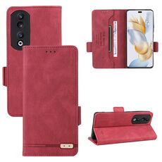 Custodia per telefono in pelle con chiusura magnetica per Honor 90 Pro (rossa)