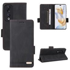Custodia per telefono in pelle con chiusura magnetica per Honor 90 Pro (nera)