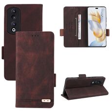 Custodia per telefono in pelle con chiusura magnetica per Honor 90 Pro (marrone)