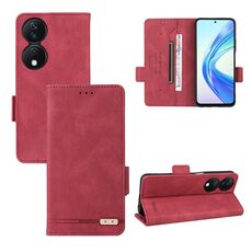 Custodia per cellulare in pelle con chiusura magnetica per Honor X7b (rossa)