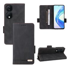 Custodia per cellulare in pelle con chiusura magnetica per Honor X7b (nera)