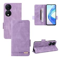 Custodia per telefono in pelle con chiusura magnetica per Honor X7b (viola)
