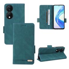 Custodia per telefono in pelle con chiusura magnetica per Honor X7b (verde)