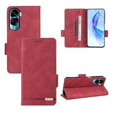 Custodia per telefono in pelle con chiusura magnetica per Honor X50i / 90 Lite (rossa)
