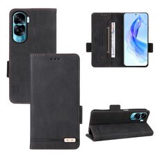 Custodia per telefono in pelle con chiusura magnetica per Honor X50i / 90 Lite (nera)