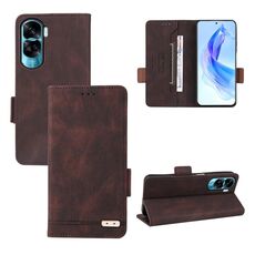 Custodia per telefono in pelle con chiusura magnetica per Honor X50i / 90 Lite (marrone)
