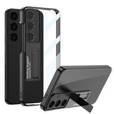 Per Samsung Galaxy S24+ 5G GKK Custodia protettiva per telefono galvanica a copertura totale con supporto (nero)