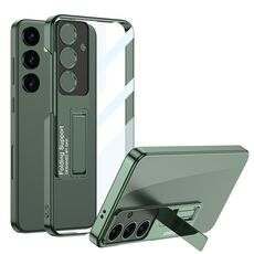 Per Samsung Galaxy S24 5G GKK Custodia protettiva per telefono galvanica a copertura totale con supporto (verde)