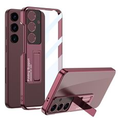 Per Samsung Galaxy S24 5G GKK Custodia protettiva per telefono galvanica a copertura totale con supporto (rosso)