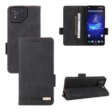 Custodia per telefono in pelle con chiusura magnetica per ASUS Zenfone 8/8 Pro (nera)