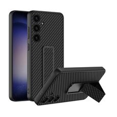 Per Samsung Galaxy S24 5G GKK Custodia in pelle con supporto pieghevole in pelle (struttura in fibra di carbonio)