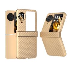 Per OPPO Find N3 Flip 3 in 1 Custodia opaca per PC con motivo a onde e cerniera (Oro)