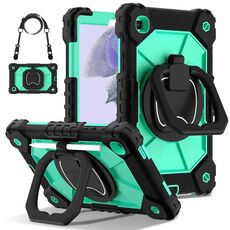 Per Samsung Galaxy Tab A7 Lite 2021 Custodia per tablet PC ibrida in silicone robot con colori a contrasto (nero verde menta)