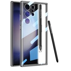 Per Samsung Galaxy S24 Ultra 5G GKK Space Frame Custodia trasparente per PC + TPU con penna (nero trasparente)