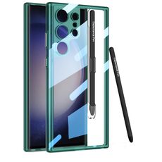 Per Samsung Galaxy S24 Ultra 5G GKK Space Frame Custodia trasparente per PC + TPU con penna (verde trasparente)