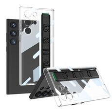 Per Samsung Galaxy S24 Ultra 5G GKK Space Frame Custodia trasparente per PC + TPU con cinturino da polso (nero)