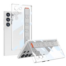 Per Samsung Galaxy S24 Ultra 5G GKK Space Frame Custodia trasparente per PC + TPU con cinturino da polso (bianco)