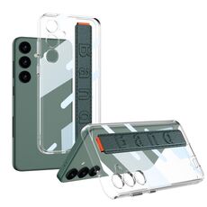 Per Samsung Galaxy S24+ 5G GKK Space Frame Custodia trasparente per PC + TPU con cinturino da polso (verde)