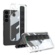 Per Samsung Galaxy S24 5G GKK Space Frame Custodia trasparente per PC + TPU con cinturino da polso (nero)