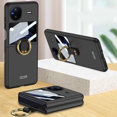 Per vivo X Flip GKK Custodia per telefono ultrasottile integrata a copertura totale con supporto ad anello (nero)