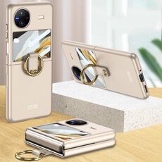 Per vivo X Flip GKK Custodia per telefono ultrasottile integrata a copertura totale con supporto per anello (oro)