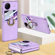 Per vivo X Flip GKK Custodia per telefono ultrasottile integrata a copertura totale con supporto ad anello (viola)