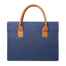 Borsa per laptop portatile leggera in tessuto Oxford da 15,6 pollici con manico in PU (blu)