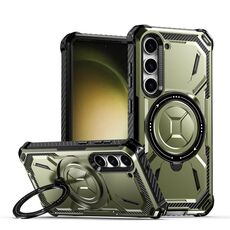 Custodia per telefono con supporto per serie Armor Samsung Galaxy S24 5G (verde militare)