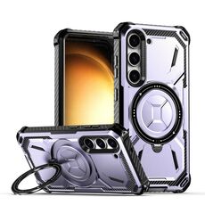 Custodia per telefono con supporto serie Armor per Samsung Galaxy S24+ 5G (viola chiaro)