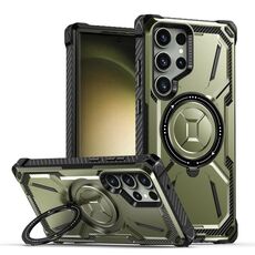 Custodia per telefono con supporto serie Armor per Samsung Galaxy S24 Ultra 5G (verde militare)