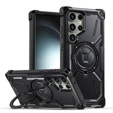Custodia per telefono con supporto serie Armor per Samsung Galaxy S24 Ultra 5G (nera)