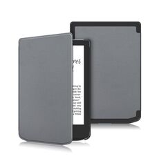 Per PocketBook Verse Pro Custodia per tablet intelligente in pelle con rotelle di tensione in tinta unita (grigio)