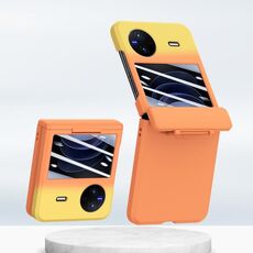 Custodia per telefono pieghevole integrata con albero centrale per vivo X Flip PC Skin Feel (giallo arancione)