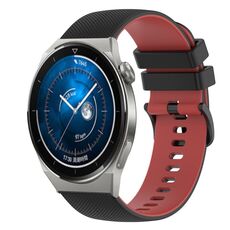 Per Huawei Watch GT3 Pro 46mm 22mm Cinturino in silicone bicolore a scacchi (nero + rosso)