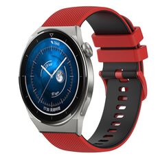 Per Huawei Watch GT3 Pro 46mm 22mm Cinturino in silicone bicolore a scacchi (rosso + nero)
