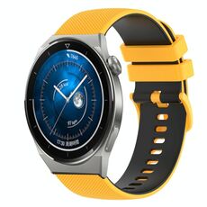 Per Huawei Watch GT3 Pro 46mm 22mm Cinturino in silicone bicolore a scacchi (giallo + nero)