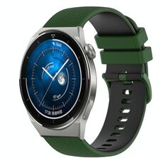 Per Huawei Watch GT3 Pro 46mm 22mm Cinturino in silicone bicolore a scacchi (verde amy + nero)
