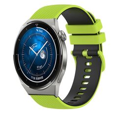 Per Huawei Watch GT3 Pro 46mm 22mm Cinturino in silicone bicolore a scacchi (verde lime + nero)