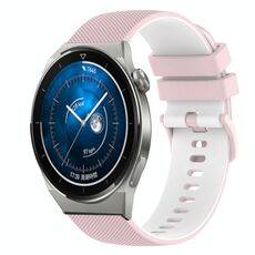 Per Huawei Watch GT3 Pro 46mm 22mm Cinturino in silicone bicolore a scacchi (rosa + bianco)