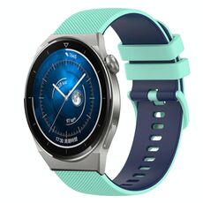 Per Huawei Watch GT3 Pro 46mm 22mm Cinturino in silicone bicolore a scacchi (verde acqua + blu)