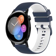 Per Huawei Watch GT3 46mm 22mm Cinturino in silicone bicolore a scacchi (blu scuro + bianco)