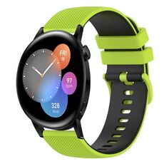 Per Huawei Watch GT3 46mm 22mm Cinturino in silicone bicolore a scacchi (verde lime + nero)